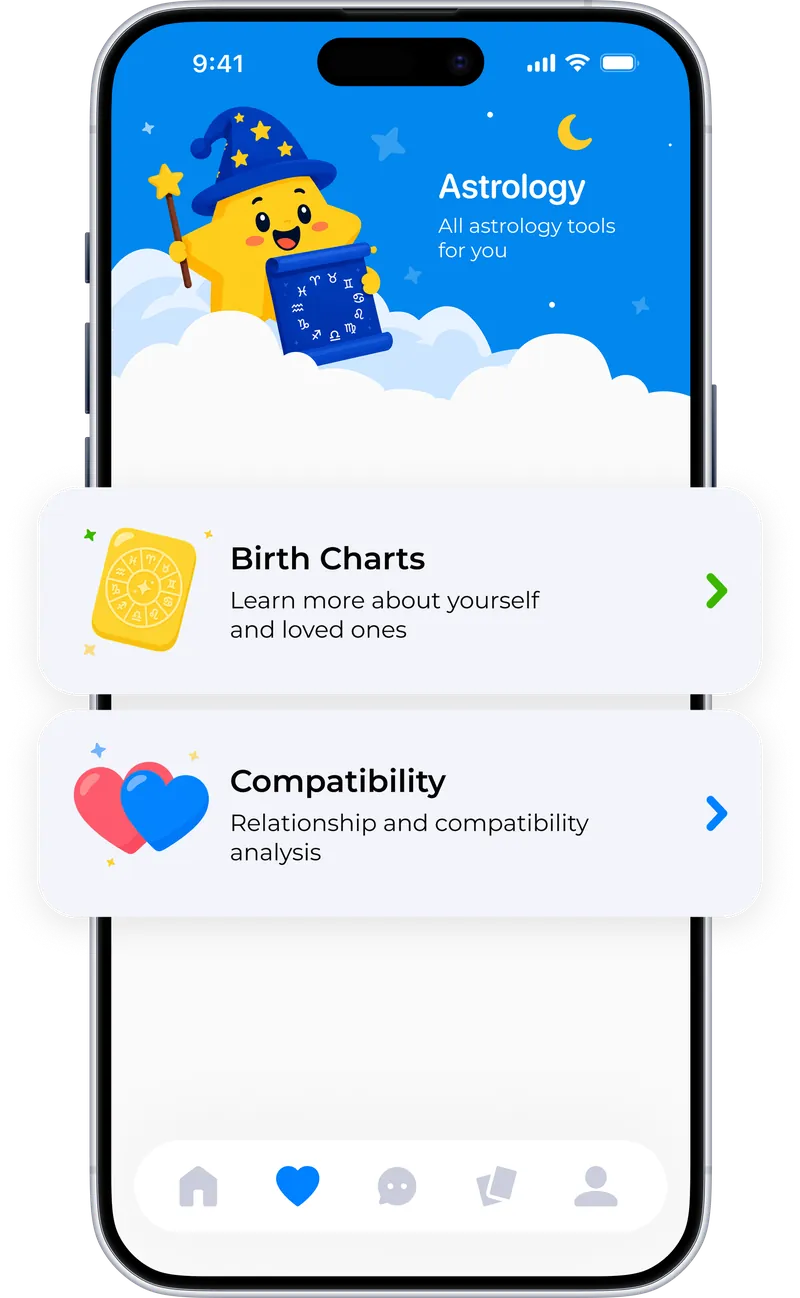 Birth chart and compatibility screen